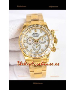 Reloj Rolex Daytona 116519 Superclon de oro amarillo con esfera de perlas blancas