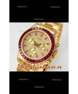 Reloj Rolex Daytona 116519 de oro amarillo con diamantes y esfera, réplica perfecta