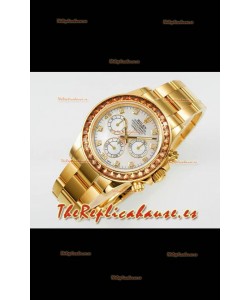 Reloj Rolex Daytona 116519 Superclon de oro amarillo con esfera perlada