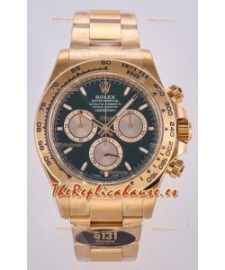 Reloj Rolex Daytona 126508 de oro amarillo con esfera verde y MVMNT con volante de inercia variable, superclon