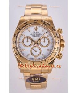 Reloj Rolex Daytona 126508 de oro amarillo con esfera blanca y MVMNT con volante de inercia variable, superclon