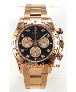 Reloj Rolex Daytona 126505 Rose Black Diamonds con esfera y MVMNT con volante de inercia variable, superclon