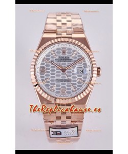 Reloj Rolex Land-Dweller 127336 de acero con esfera tipo panal y oro rosa de 40 mm, superclon