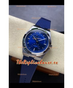 Reloj réplica suizo Vacheron Constantin Overseas True Moon Phase con caja de acero y esfera azul