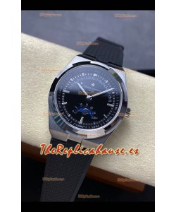 Reloj réplica suizo Vacheron Constantin Overseas True Moon Phase con caja de acero y esfera negra