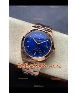 Reloj réplica suizo Vacheron Constantin Overseas True Moon Phase de oro rosa con esfera azul