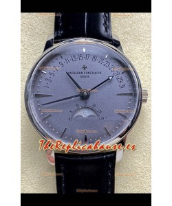 Reloj réplica suizo Vacheron Constantin Patrimony Moonphase de acero inoxidable con esfera gris