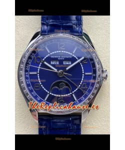 Reloj réplica suizo Vacheron Constantin Fiftysix con fase lunar, esfera azul y caja de acero