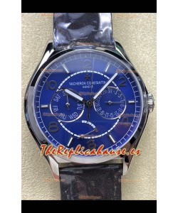 Reloj réplica suizo Vacheron Constantin Fiftysix Day-Date de acero inoxidable con esfera azul