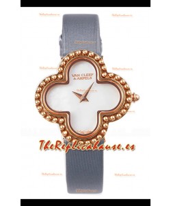 Reloj Van Cleef & Arpels Alhambra con correa gris en oro rosa